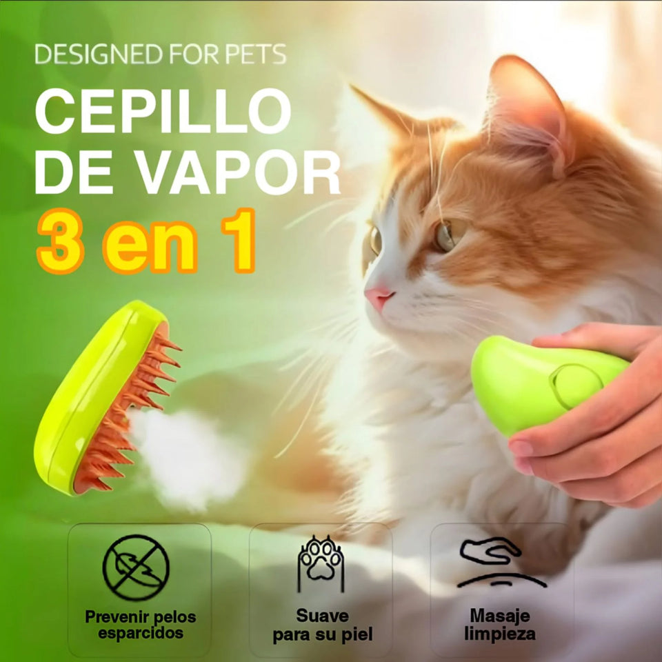 CEPILLO DE VAPOR 3 EN 1 PARA MASCOTAS 🐱🐶 | ENVÍO GRATIS